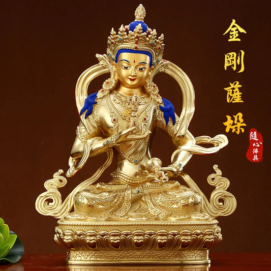 Wholesale Buddhist supplies High grade gilding gold Vajrasattva Omnipotent Buddha statue HOME family effective protection good