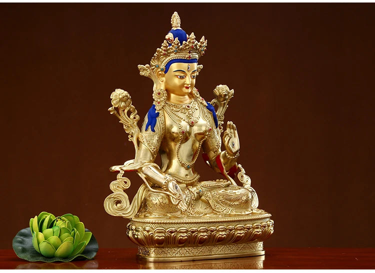 Wholesale Buddhist supplies High grade gilding gold White Tara Bodhisattva Buddha statue HOME family effective protection good