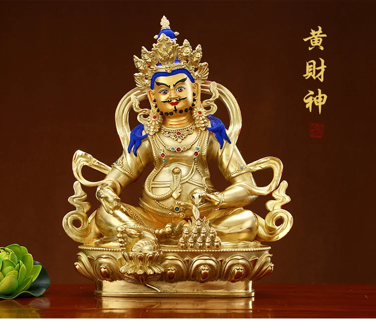 Wholesale Buddhist supplies High grade gilding gold Yellow Jambhala God of wealth good luck Buddha statue effective protection