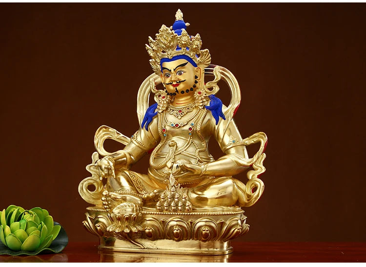 Wholesale Buddhist supplies High grade gilding gold Yellow Jambhala God of wealth good luck Buddha statue effective protection