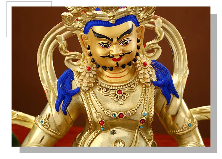 Wholesale Buddhist supplies High grade gilding gold Yellow Jambhala God of wealth good luck Buddha statue effective protection