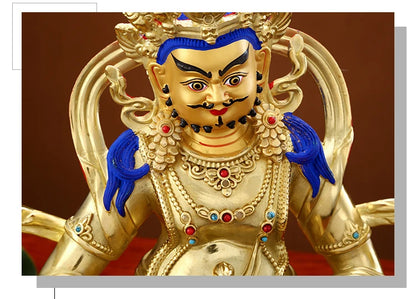 Wholesale Buddhist supplies High grade gilding gold Yellow Jambhala God of wealth good luck Buddha statue effective protection