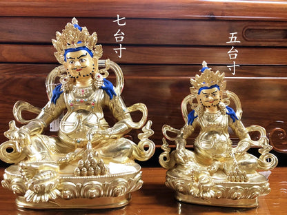 Wholesale Buddhist supplies High grade gilding gold Yellow Jambhala God of wealth good luck Buddha statue effective protection