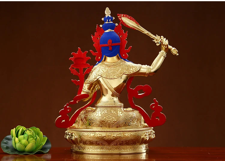 Wholesale Buddhist supplies High grade gilding gold the Bodhisattva Manjusri Buddha statue HOME Exorcise evil spirit protection