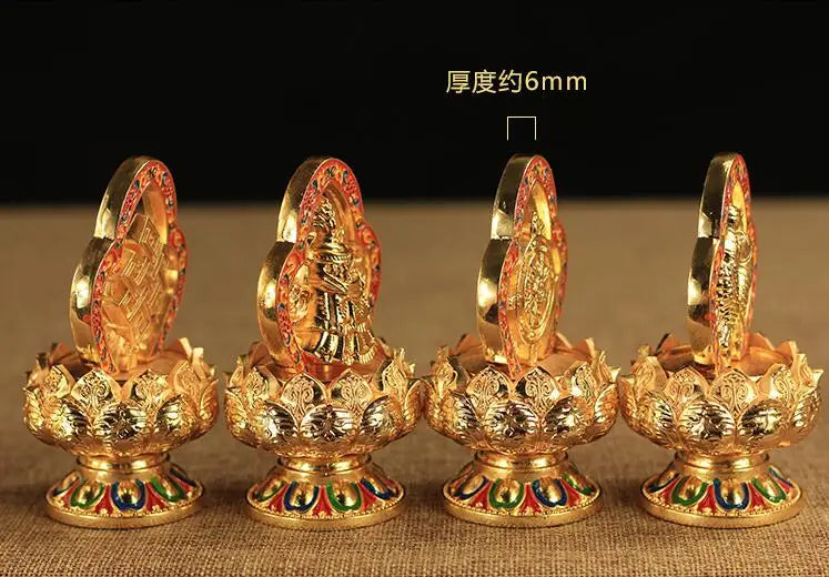 Wholesale Buddhist supplies # efficacious Protection Tibet Nepal Gold-plated Eight Auspicious Symbols of Buddhism brass statue