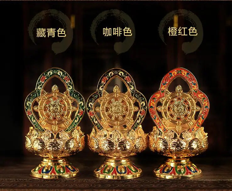 Wholesale Buddhist supplies # efficacious Protection Tibet Nepal Gold-plated Eight Auspicious Symbols of Buddhism brass statue