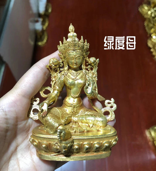 Wholesale Buddhist supplies family bless safe health good luck high grade Nepal Green Tara Guan yin Buddha statue Small size