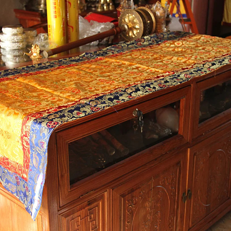 Wholesale Buddhist supply 200cm Tibet Nepal family home Buddhism Temple Auspicious Embroidery Buddha Altar cover Table cloth