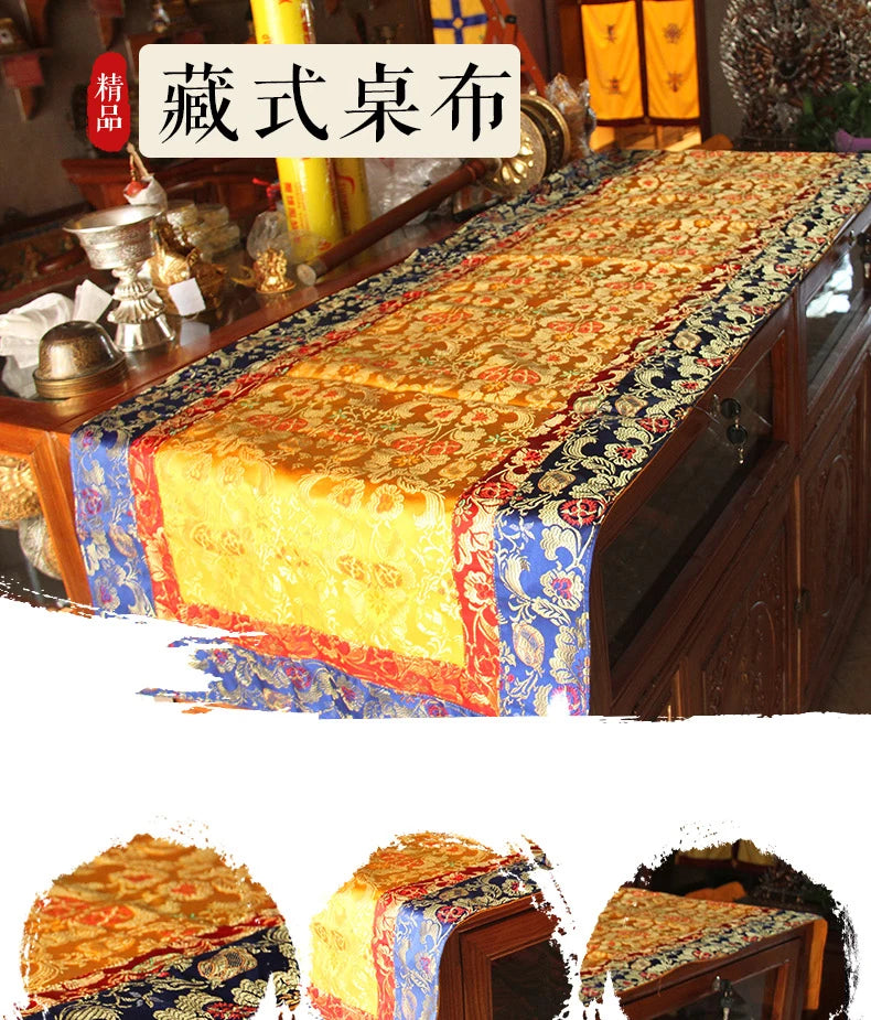 Wholesale Buddhist supply 200cm Tibet Nepal family home Buddhism Temple Auspicious Embroidery Buddha Altar cover Table cloth