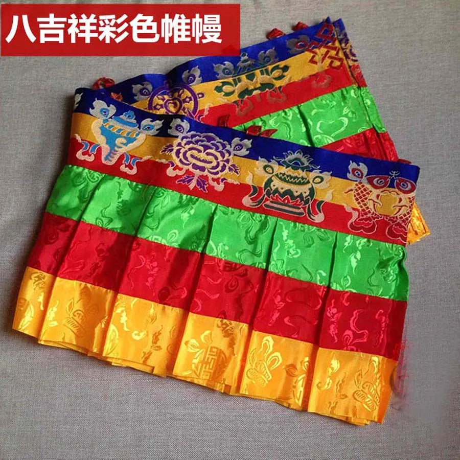 Wholesale Buddhist supply 4.8 Meter Buddhism family Temple Auspicious Embroidery wall Hanging Enclosing Altar table curtain
