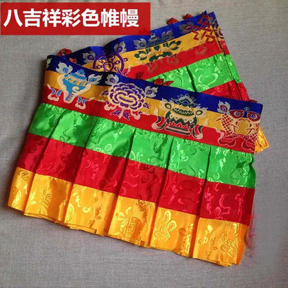 Wholesale Buddhist supply 4.8 Meter Buddhism family Temple Auspicious Embroidery wall Hanging Enclosing Altar table curtain
