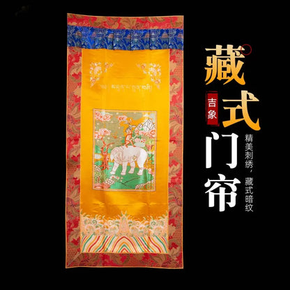 Wholesale Buddhist supply Asia Nepal Tibet Buddhism HOME Auspicious Embroidery wall Partition Tapestry Buddhist Door curtain