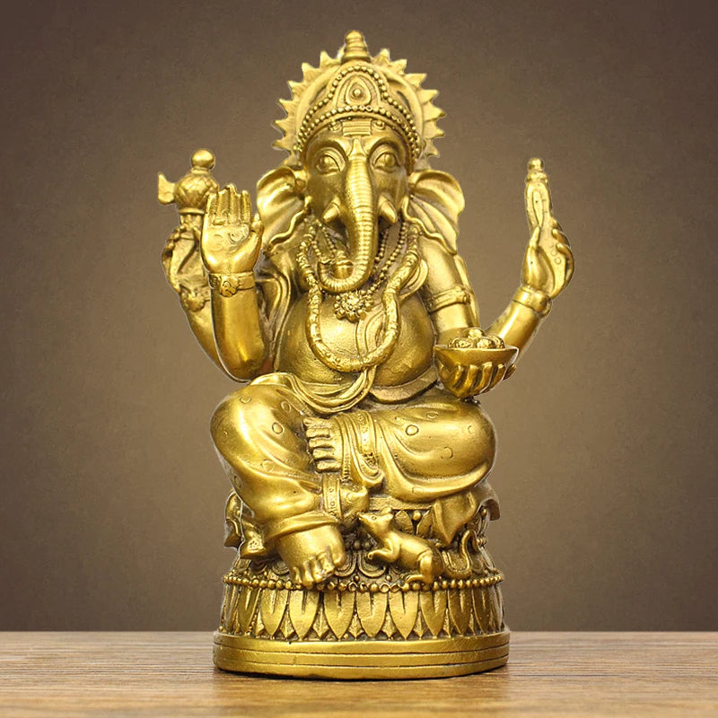 Wholesale Buddhist supply Thailand Japan India Asia copper buddha Elephant God of wealth CAI SHEN Ganesha Buddha statue