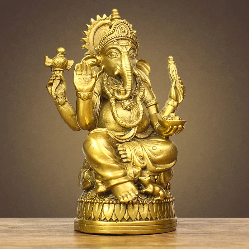 Wholesale Buddhist supply Thailand Japan India Asia copper buddha Elephant God of wealth CAI SHEN Ganesha Buddha statue
