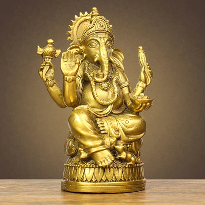 Wholesale Buddhist supply Thailand Japan India Asia copper buddha Elephant God of wealth CAI SHEN Ganesha Buddha statue