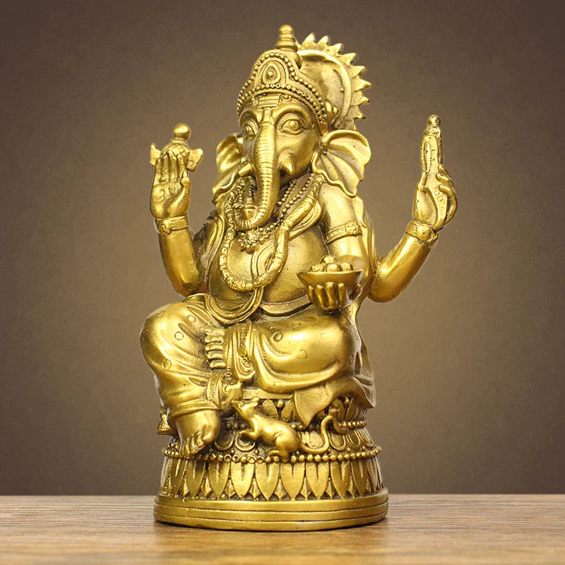 Wholesale Buddhist supply Thailand Japan India Asia copper buddha Elephant God of wealth CAI SHEN Ganesha Buddha statue