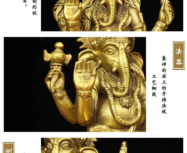 Wholesale Buddhist supply Thailand Japan India Asia copper buddha Elephant God of wealth CAI SHEN Ganesha Buddha statue