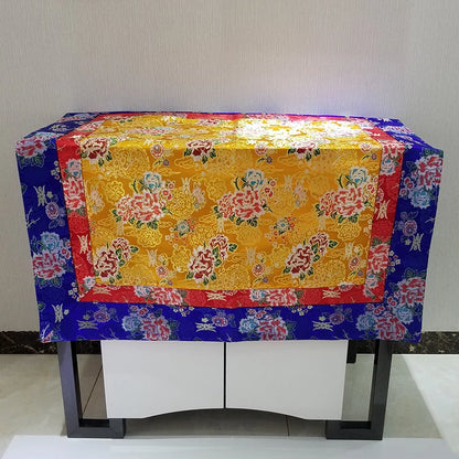Wholesale Buddhist supply Tibet Nepal family home Buddhism Temple Auspicious Embroidery Buddha statue Altar cover Table cloth