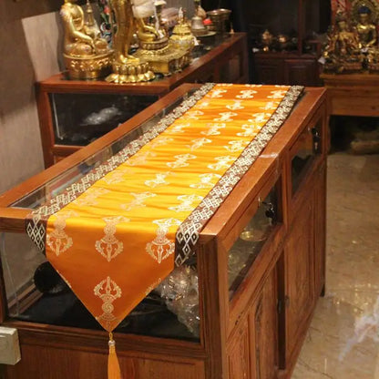 Wholesale Buddhist supply Tibet family Buddhism Temple Auspicious Embroidery Buddha statue Altar cover Long cabinet table cloth
