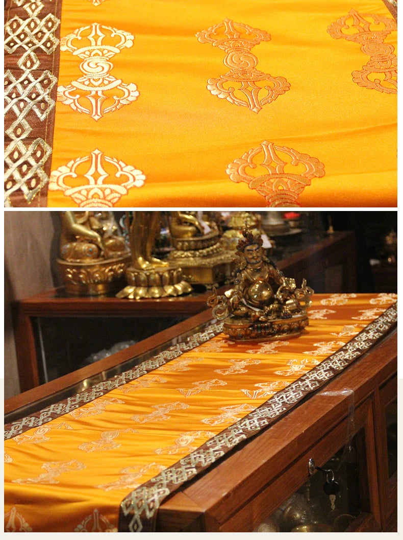 Wholesale Buddhist supply Tibet family Buddhism Temple Auspicious Embroidery Buddha statue Altar cover Long cabinet table cloth