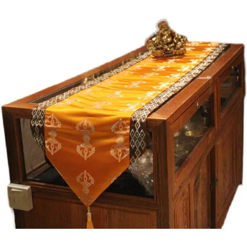 Wholesale Buddhist supply Tibet family Buddhism Temple Auspicious Embroidery Buddha statue Altar cover Long cabinet table cloth