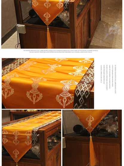 Wholesale Buddhist supply Tibet family Buddhism Temple Auspicious Embroidery Buddha statue Altar cover Long cabinet table cloth