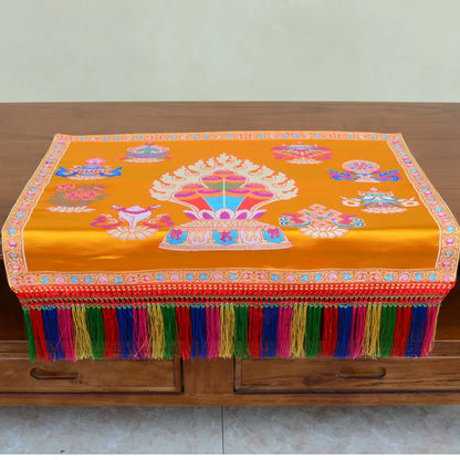 Wholesale Buddhist supply Tibet family home Buddhism Temple eight Auspicious Manibo Embroidery Altar Table cloth Deco