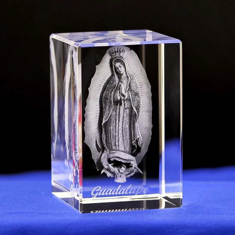 Wholesale Christian Catholicism Religion Supplies Christ Jesus Madonna Virgin Our Lady of Guadalupe 3D crystal statue Ornament