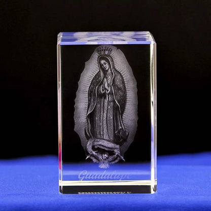 Wholesale Christian Catholicism Religion Supplies Christ Jesus Madonna Virgin Our Lady of Guadalupe 3D crystal statue Ornament