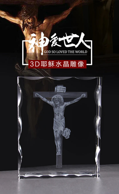 Wholesale Christianity supplies # bless family Health safety # Jesus Christ the cross Crucifixion of Jesus 3D crystal statue