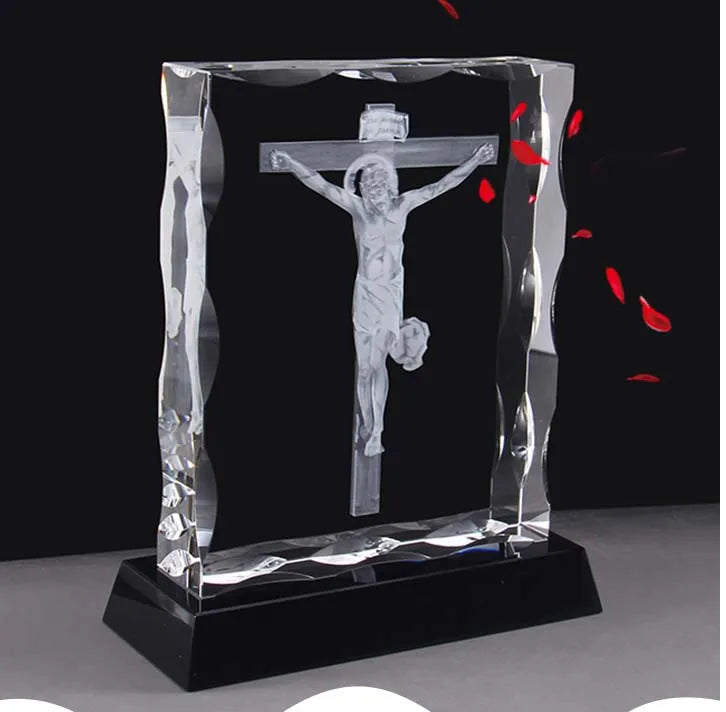 Wholesale Christianity supplies # bless family Health safety # Jesus Christ the cross Crucifixion of Jesus 3D crystal statue