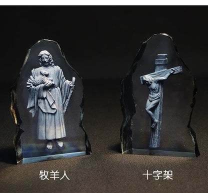 Wholesale Christianity supplies # bless family Health safety # home efficacious Protection Jesus Christ 3D crystal statue-Cross