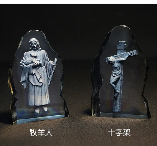 Wholesale Christianity supplies # bless family Health safety # home efficacious Protection Jesus Christ 3D crystal statue-Cross