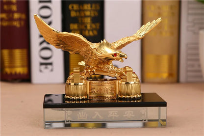 Wholesale HOME CAR Decorative statue Good luck golden Auspicious Eagle Recruit wealth bring wealth money FENG SHUI statue