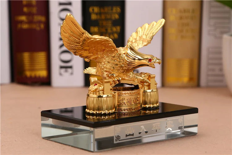 Wholesale HOME CAR Decorative statue Good luck golden Auspicious Eagle Recruit wealth bring wealth money FENG SHUI statue