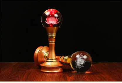 Wholesale TOP GOOD Buddhist articles- 35cm large HOME family Protection Talisman- 7 colors Lotus Crystal Buddhist temples lamps