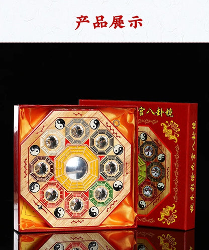Wholesale Taoism Buddhist supplies Family yard Porch hallway shop wall exorcise evil spirits peach wood Feng Shui Ba Gua mirror