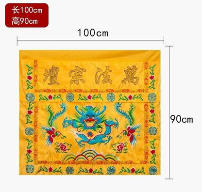 Wholesale Taoist Buddhist supply HOME Temple Worship WAN FA Altar holy Dragon Auspicious  Embroidery table enclosure Curtain