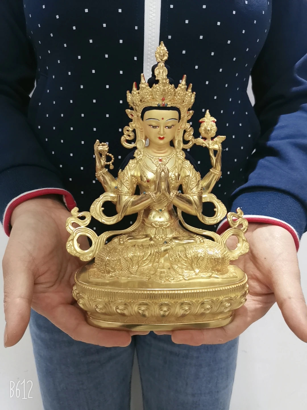 Wholesale Tibet Buddha statue 5A GOOD gilding Four-armed Avalokitesvara Bidhisattva Guanyin Buddha statue Family protection