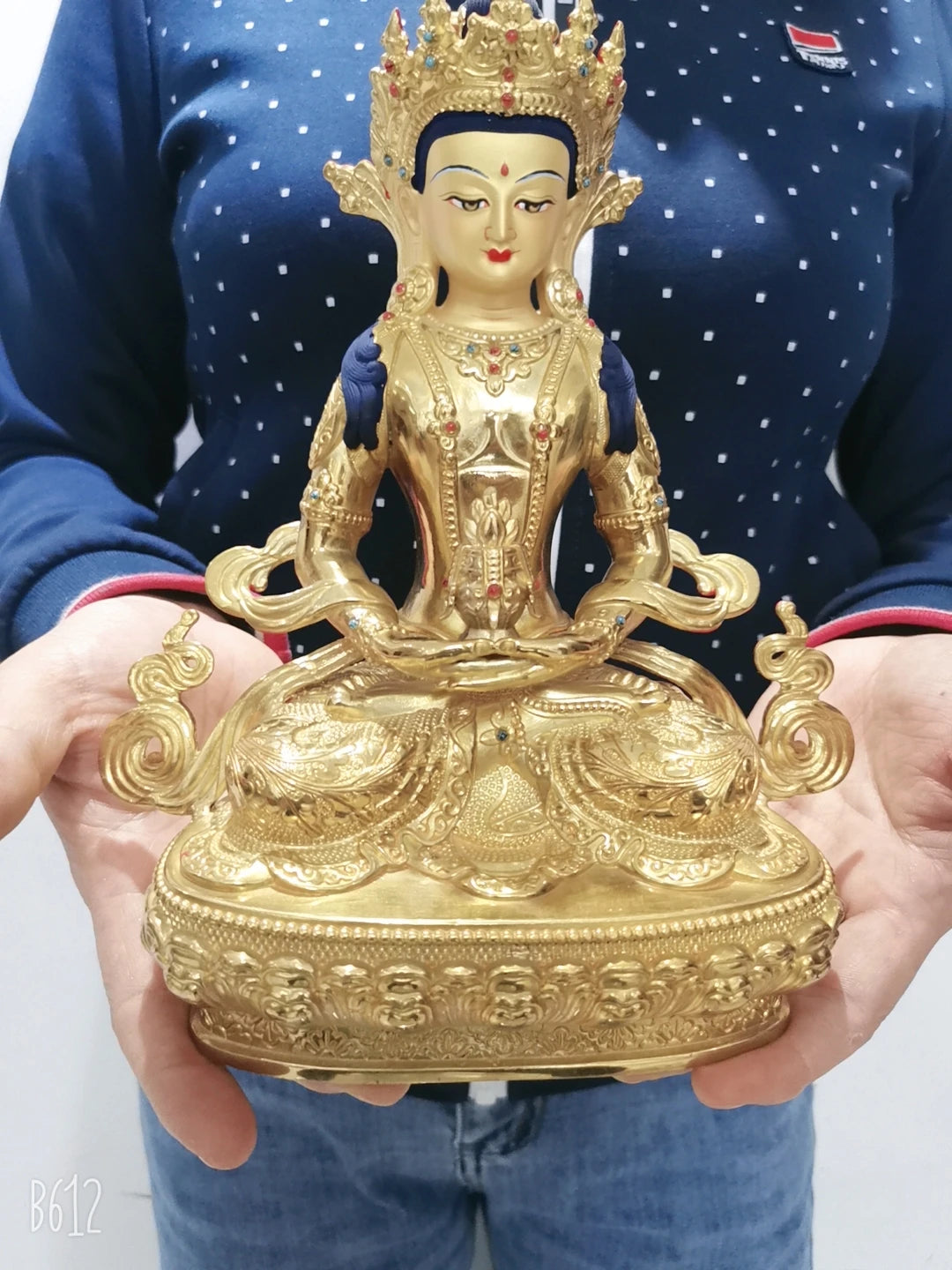 Wholesale Tibet Buddha statue 5A TOP GOOD copper gilding Amitayus Amitabha longevity Tathagata Buddha statue Family protection