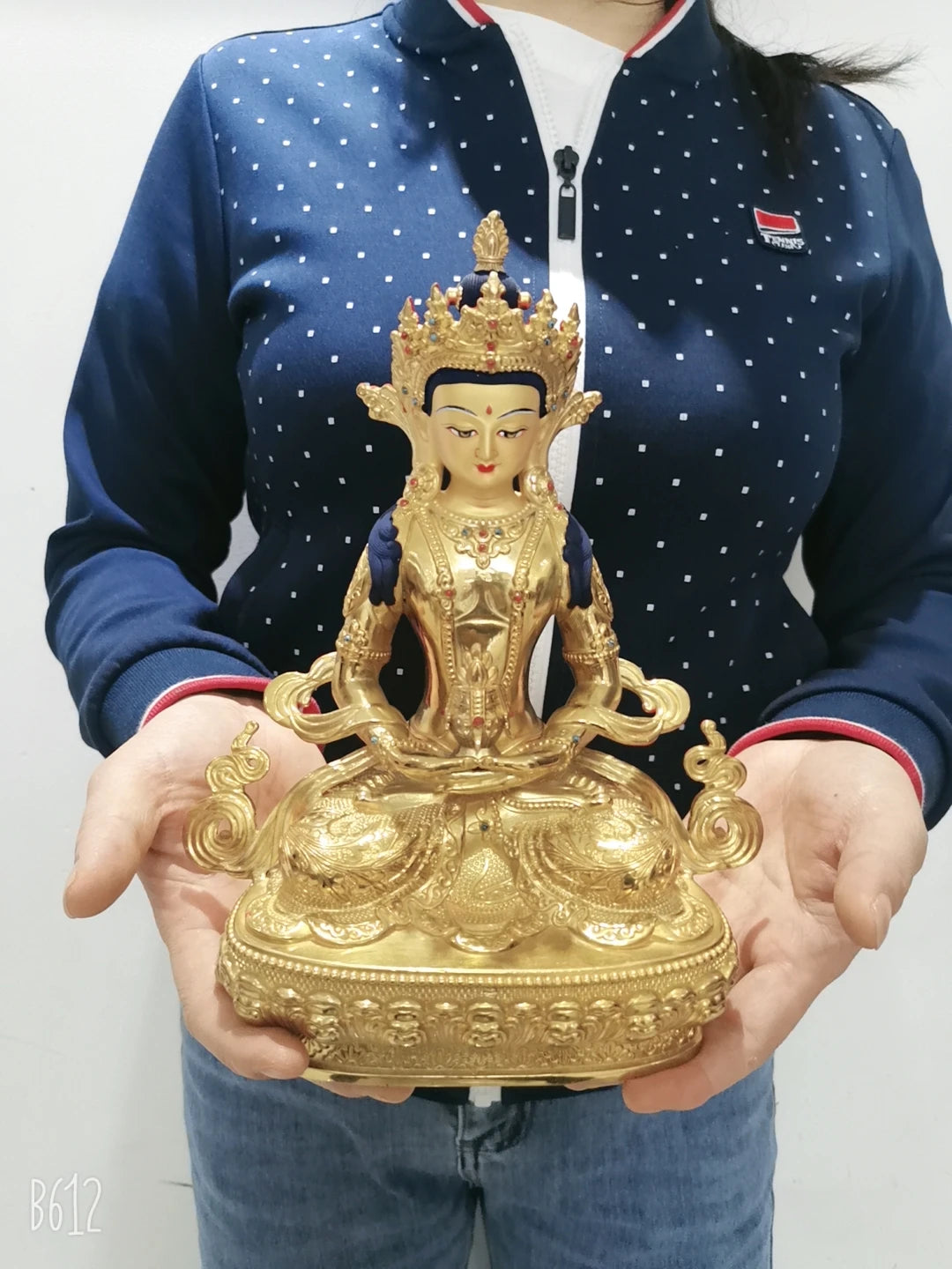 Wholesale Tibet Buddha statue 5A TOP GOOD copper gilding Amitayus Amitabha longevity Tathagata Buddha statue Family protection