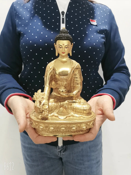 Wholesale Tibet Buddha statue GOOD copper gilding Tathagata Medicine RU LAI Buddha statue Family protection Health longevity