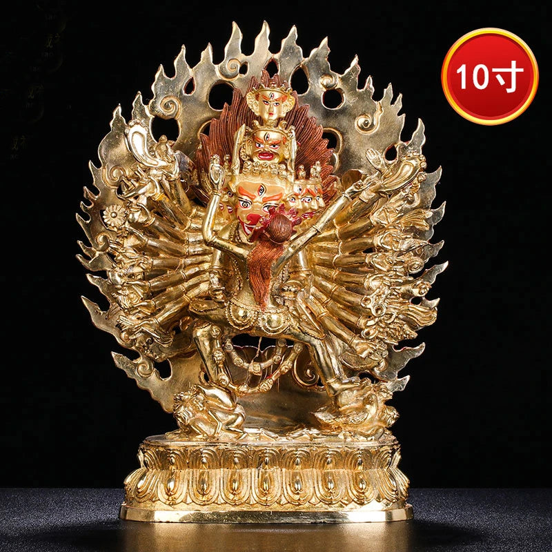 Wholesale Tibet Buddha statue copper gilding Yamantaka DA WEI DE JINGANG Subdue the devil buddha statue Family protection