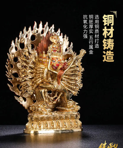 Wholesale Tibet Buddha statue copper gilding Yamantaka DA WEI DE JINGANG Subdue the devil buddha statue Family protection