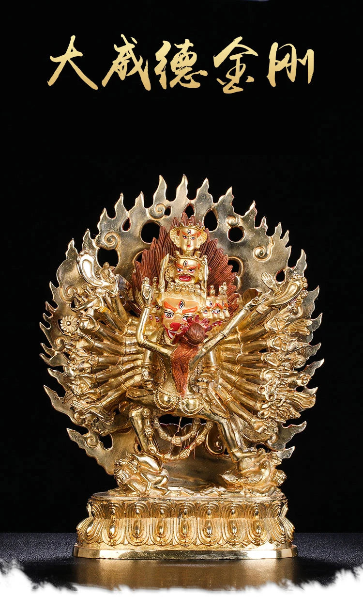 Wholesale Tibet Buddha statue copper gilding Yamantaka DA WEI DE JINGANG Subdue the devil buddha statue Family protection