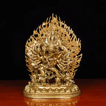 Wholesale Tibet Buddha statue copper gilding altar Worship Yamantaka Great Vader Vajra Buddha statue Family protection safety