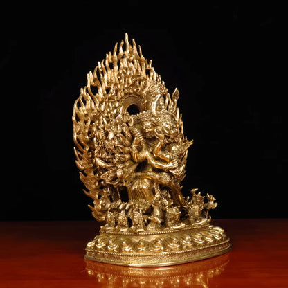 Wholesale Tibet Buddha statue copper gilding altar Worship Yamantaka Great Vader Vajra Buddha statue Family protection safety