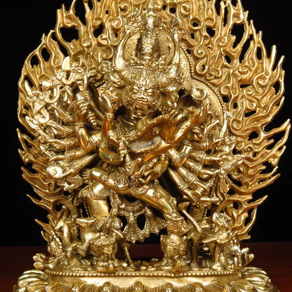 Wholesale Tibet Buddha statue copper gilding altar Worship Yamantaka Great Vader Vajra Buddha statue Family protection safety