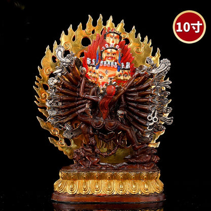 Wholesale Tibet Buddha statue copper gilding color Yamantaka DA WEI DE JINGANG Subdue the devil buddha statue Family protection