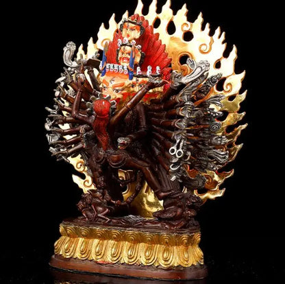 Wholesale Tibet Buddha statue copper gilding color Yamantaka DA WEI DE JINGANG Subdue the devil buddha statue Family protection